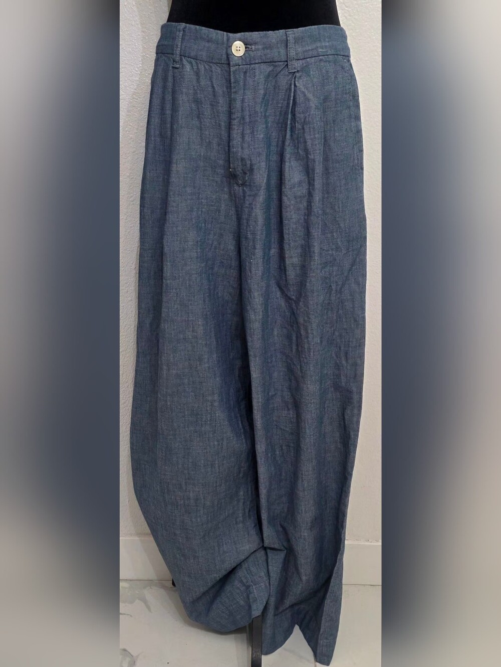 Ralph Lauren Light Blue Chambray Button-Front Pants